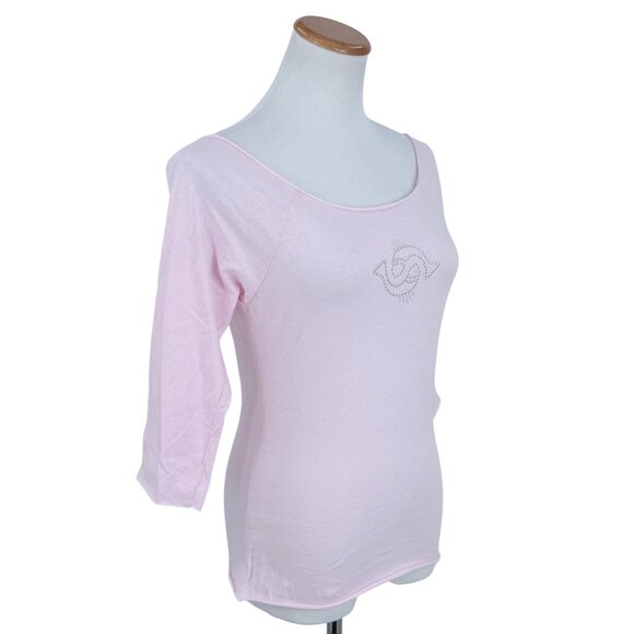 Vtg 90s NWT Smudge Pink Studded Pisces Raw Hem Top | Streetwear Noughties Indie - Picture 6 of 12